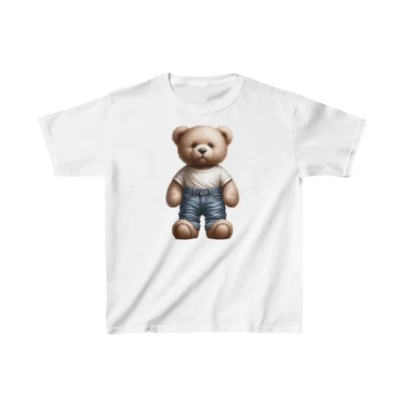 Dětské bílé potištěné oversized kulaté límce tričko