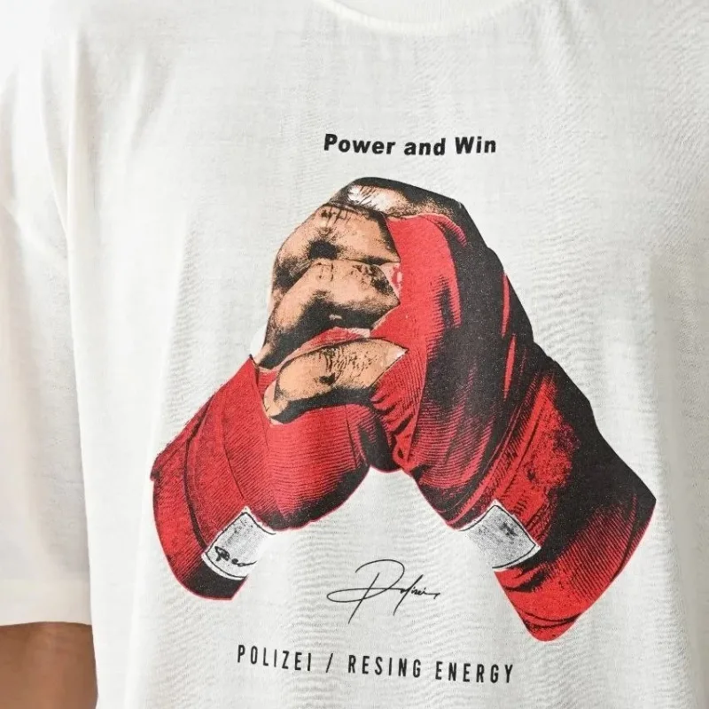 Ανδρικό Λευκό Oversize Ποδηλατόλαιμο Τυπωμένο Box Eldiven T-shirt