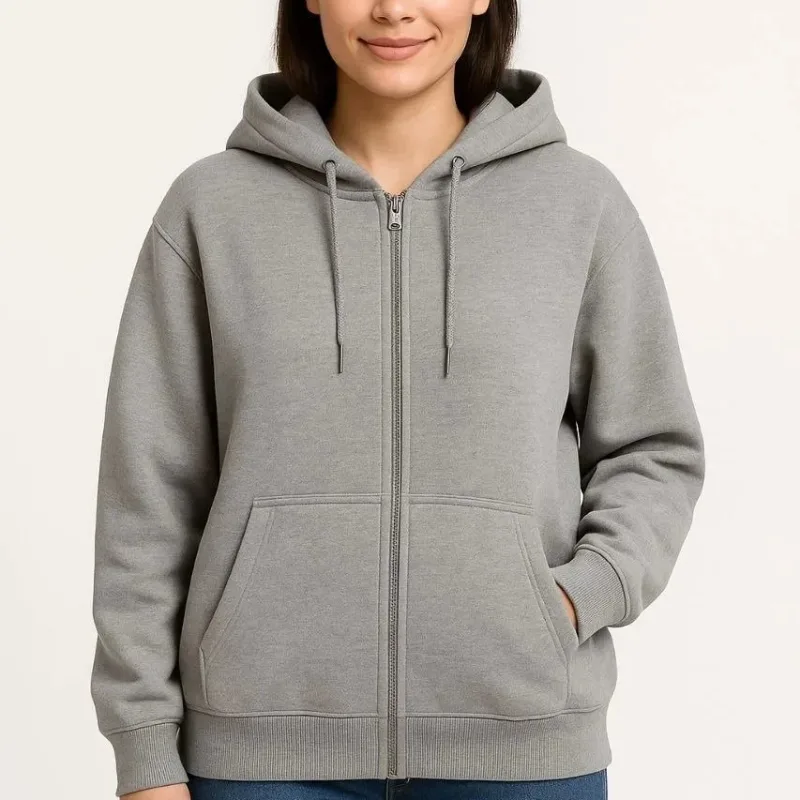 Jin Gewr 3 Têl Pembû Tam Fermûarî Kapşonlu Sweatshirt