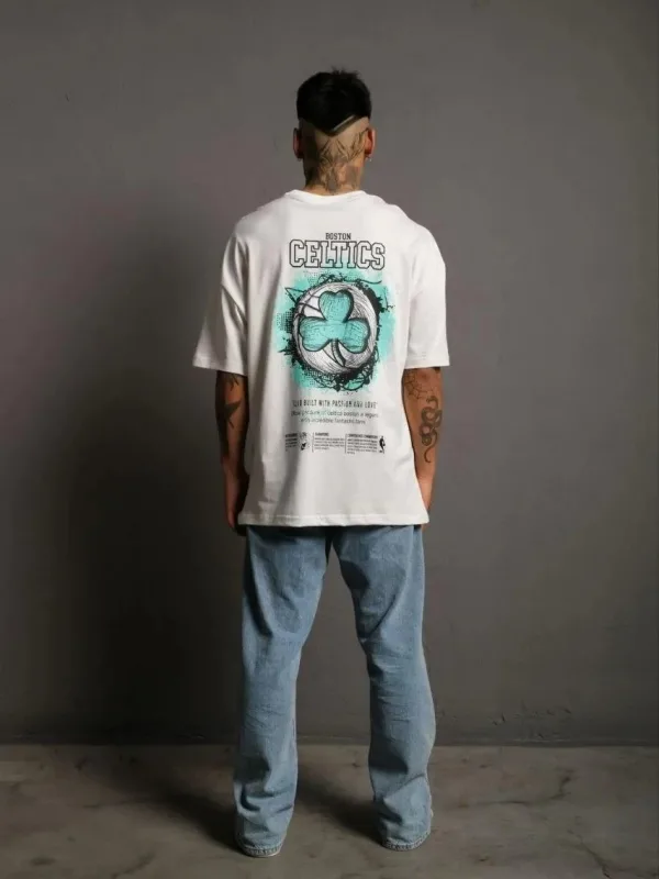Muški beli oversize bicikli kragna print kratki rukav majica 4