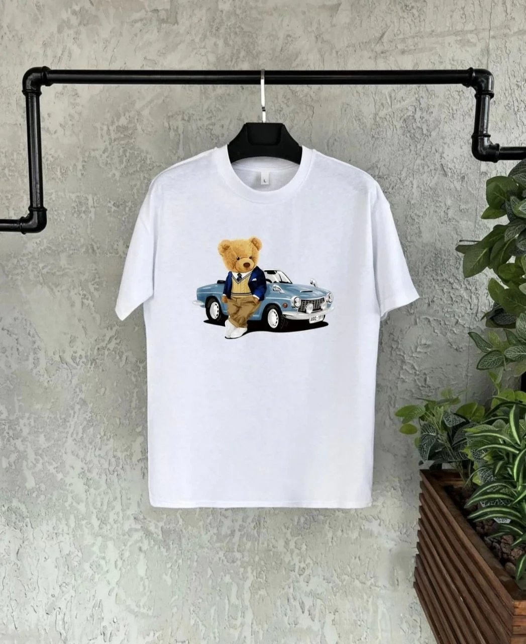 Παιδικό Λευκό Τυπωμένο Oversize Στρογγυλό Λαιμό Τ-Shirt