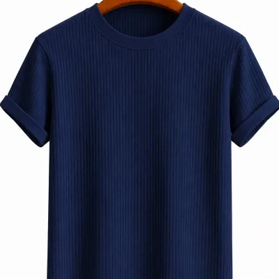 Унисекс Памук Бициклет Јака Oversize T-маица Темно Сина 3