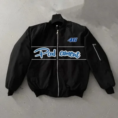 Pánská černá bunda bomber se zipem, kapsami 1