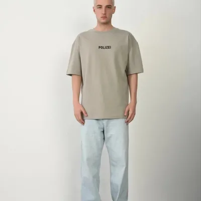 Férfi szürke oversized biciklinyakas nyomott póló 3
