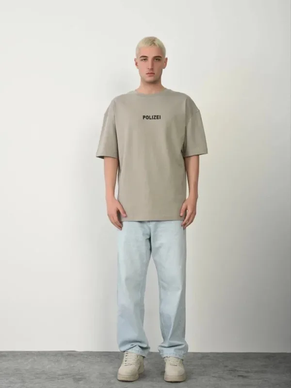 Férfi szürke oversized biciklinyakas nyomott póló 3