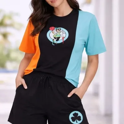 Femeie Set 2 Piese Tricou Brodat Oversize Șort Combinație Vara 1