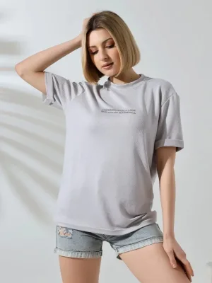Женски сив бициклистички јака со принт slim fit T-shirt
