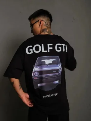 Pánske čierne oversize retro auto potlač tričko