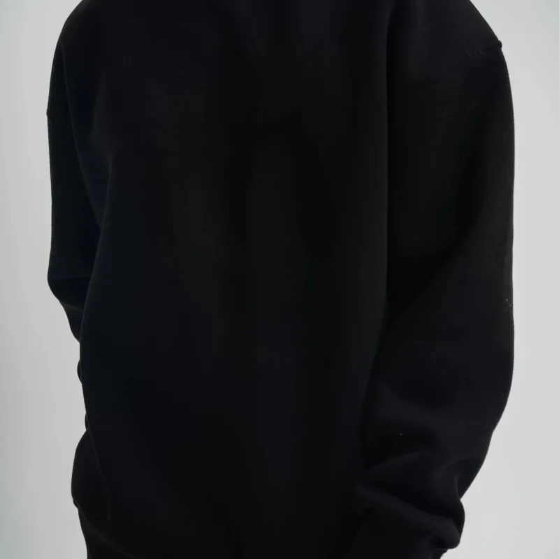 Men's Black 3-Thread Cotton Long Sleeve Crew Neck Sweatshirt