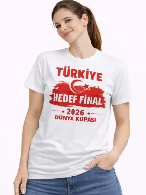 Ženska Bela Turska Print Mesec Zvezda 2026 Svetski Kup Navijačka Majica