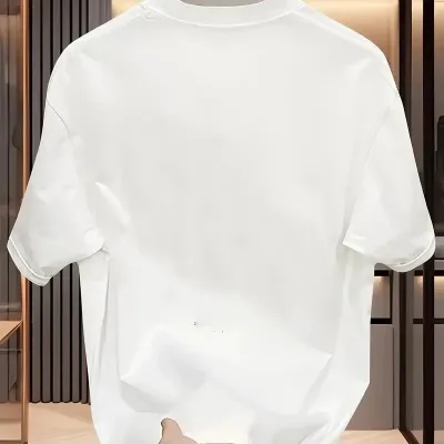 Damski Biały Oversize Rowerowy Kołnierz Nadrukowany T-shirt 2