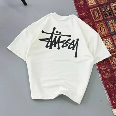 Машки бел Oversize велосипед јака печатена летна маица 2
