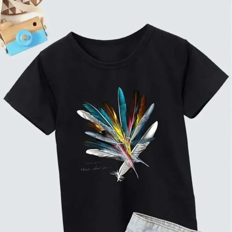 Djevojčica Crna Oversize Printana Majica