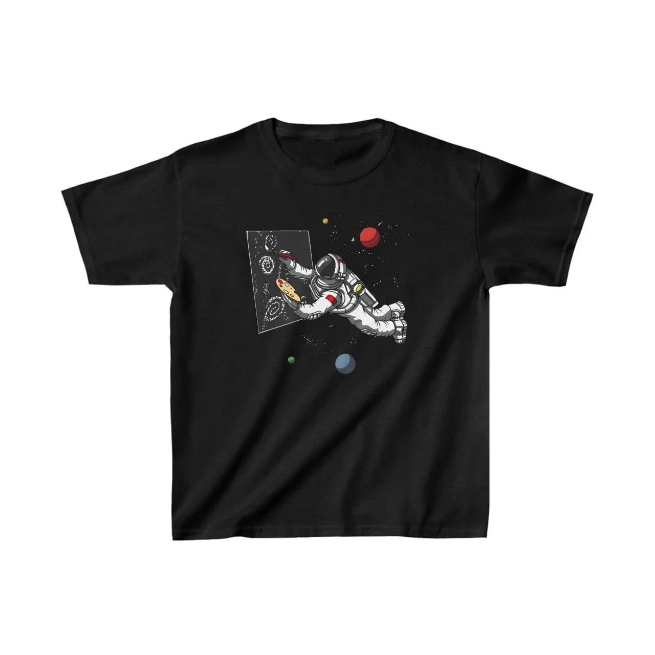 T-shirt dziecięcy czarny oversize z nadrukiem