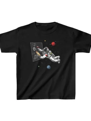 T-shirt dziecięcy czarny oversize z nadrukiem