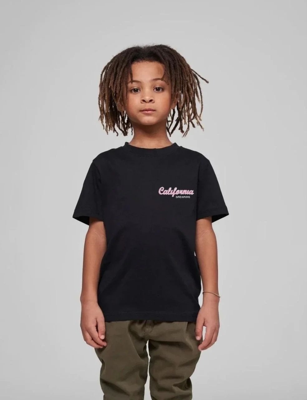 Παιδικό Μαύρο Τυπωμένο Oversize Λαιμό Ποδηλάτου T-Shirt