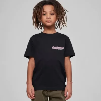Детска црна печатена oversize маичка со велосипедски деколте 1