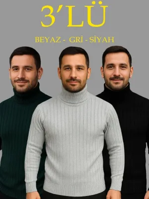 Masculin Set 3 Bucati Canelat Complet Gat Guler Ghem Tricot Pulover