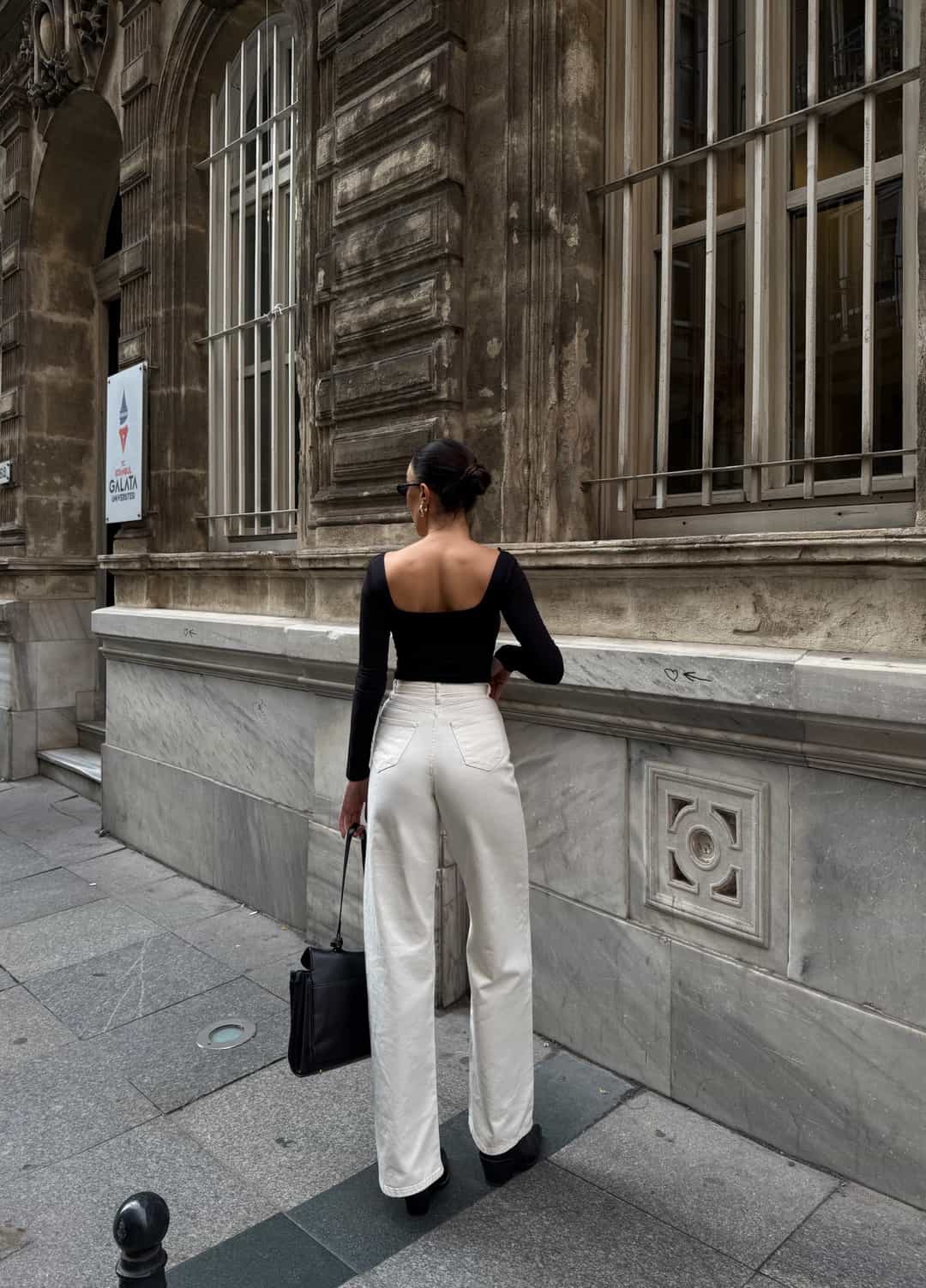 Vysoký pás palazzo nohavice krémová 4