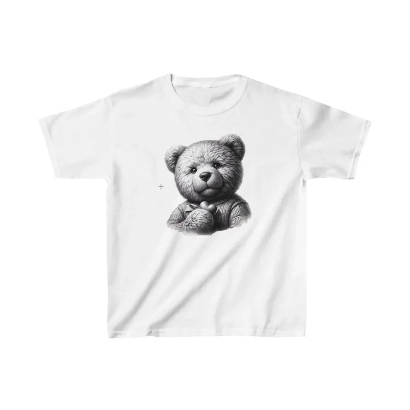 T-Shirta Zarokan a Spî ya Çapkirî ya Oversize ya Pembû