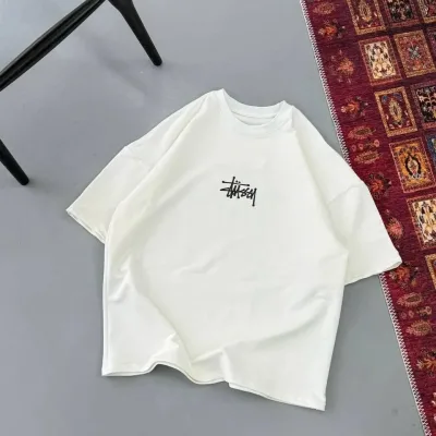 Машки бел Oversize велосипед јака печатена летна маица 1