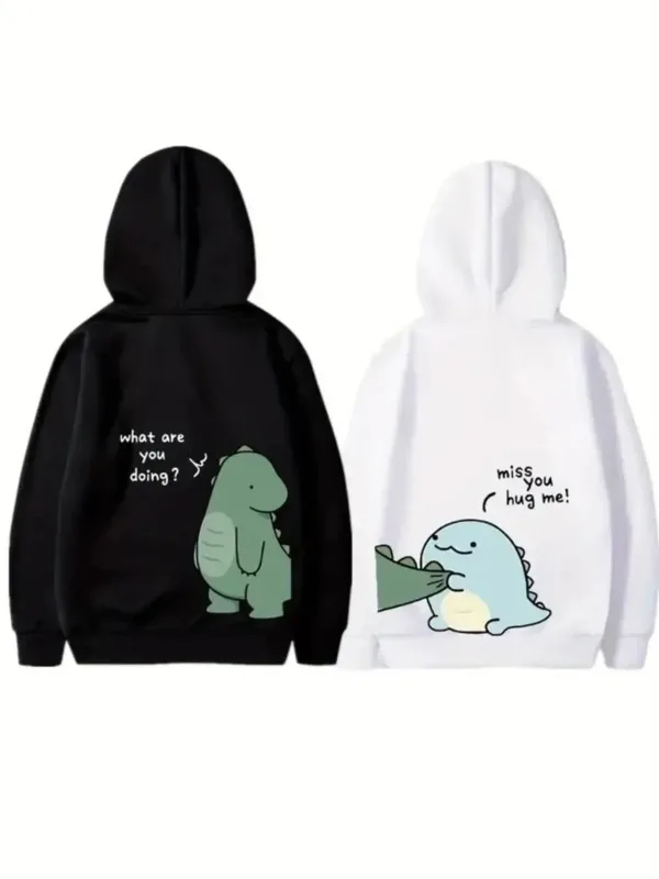 Erkek Siyah Oversize Sevgililer Günü Baskılı Kapüşonlu Sweatshirt 2