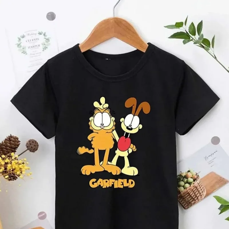 Copil Negru Imprimat Oversize Guler Rotund Tricou