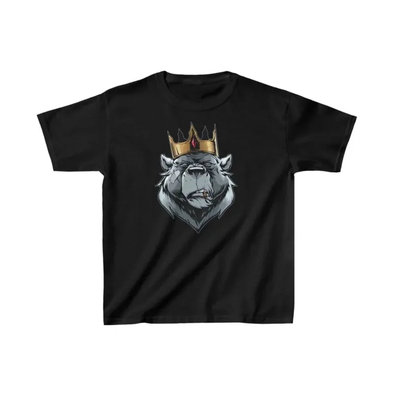 Children's Black Oversize Printed T-Shirt