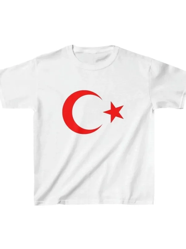 Uşaq Ağ Baskılı Oversize Dairəvi Yaxalı Köynək 1
