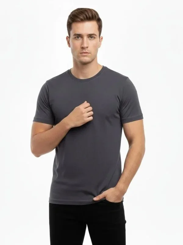 Kişi Tüstü Slim Fit Likralı Velosiped Yaxası Köynək 4