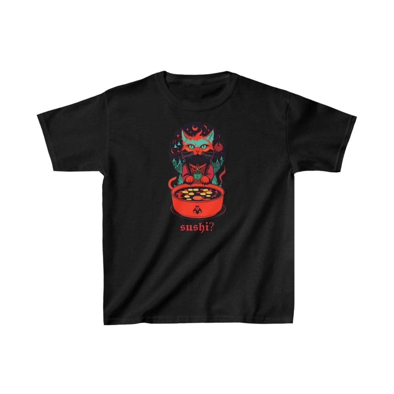 Παιδικό Μαύρο Τυπωμένο Oversize Στρογγυλό Λαιμό T-Shirt