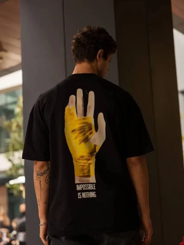 Ανδρικό Μαύρο Oversize Ποδήλατο Λαιμό Τυπωμένο Καλοκαιρινό Μπλουζάκι 2