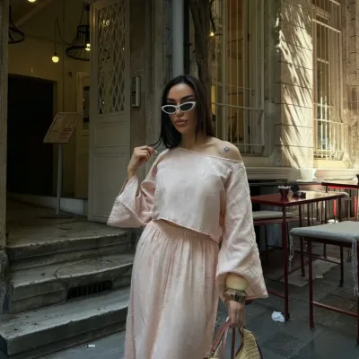 Bluza I Suknja Muslin set Bež 5