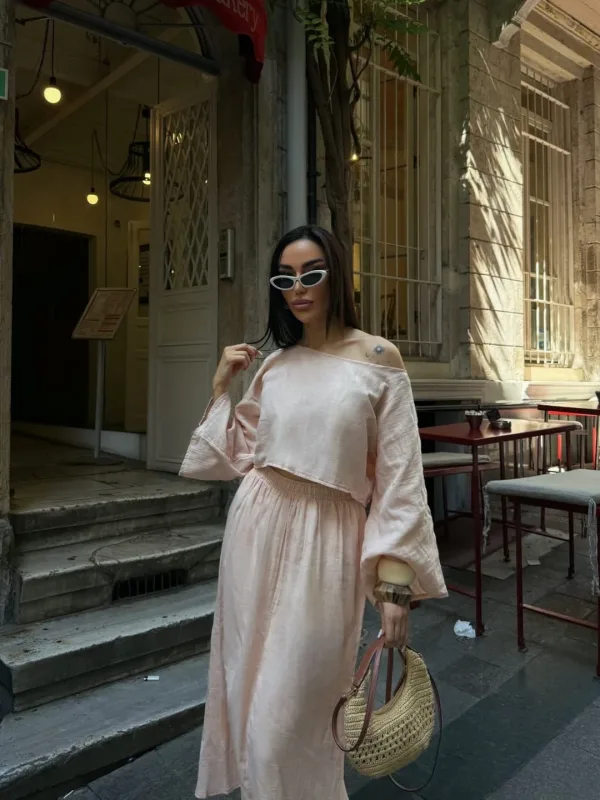 Bluza I Suknja Muslin set Bež 5