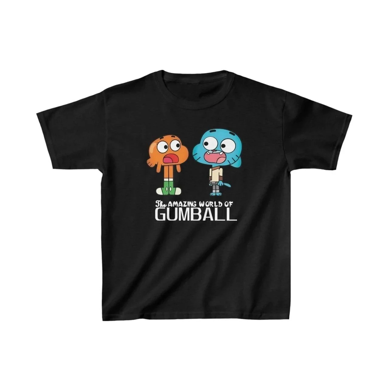 Dziecięca czarna koszulka oversize z nadrukiem, dekolt w serek, T-shirt