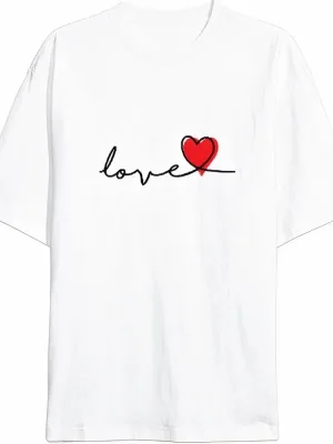 Muška bijela Love printana Valentinovo poseban dizajn majica