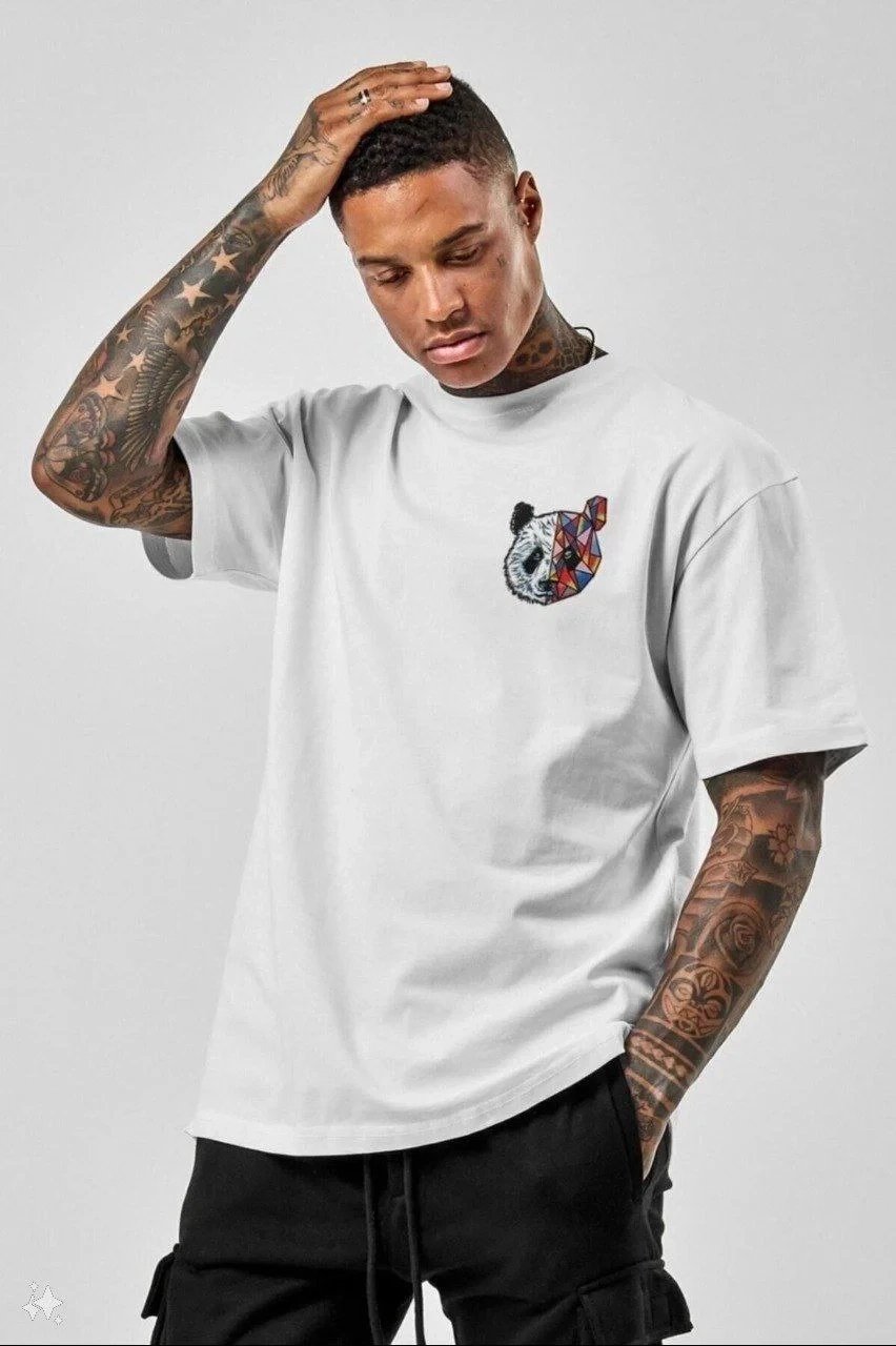 Ανδρικό Λευκό Regular Ποδηλατόλαιμο Τυπωμένο T-shirt