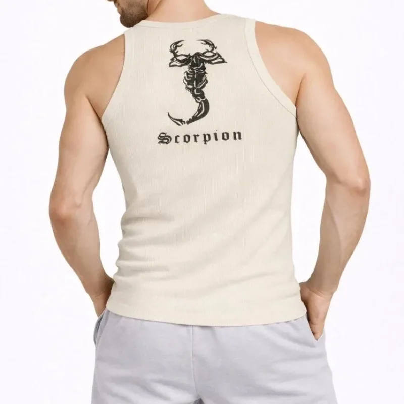 Kişi Krem Slim Fit Qabırğalı Sıfır Yaka Arxa Çaprazlı İdman Atlet