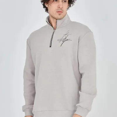 Sweatshirtê Mêran ê Gewr ê Nîv-Fermûar ê Çapkirî yê 3 Têlî Pembû 5