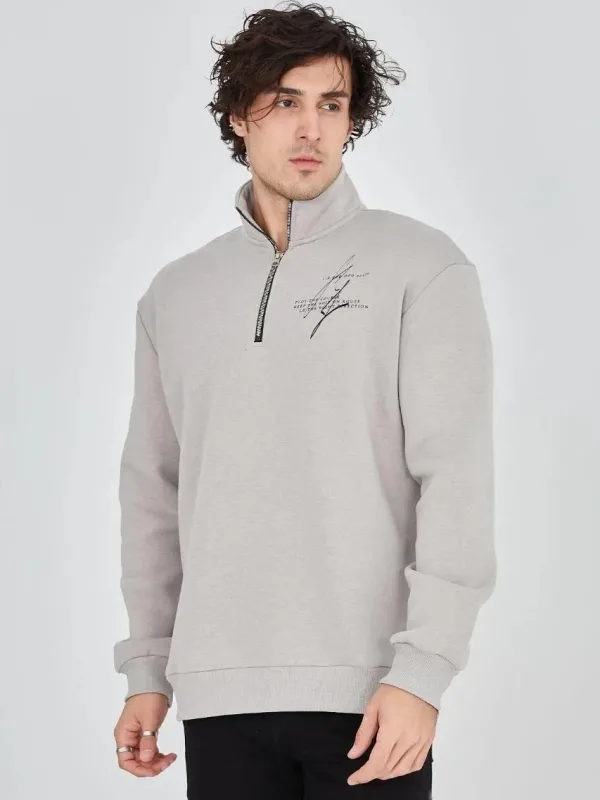 Sweatshirtê Mêran ê Gewr ê Nîv-Fermûar ê Çapkirî yê 3 Têlî Pembû 5