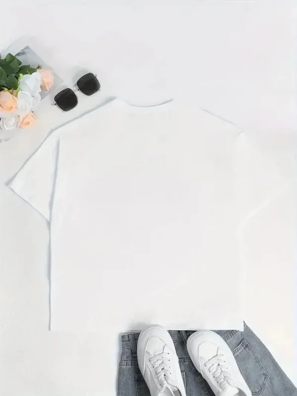 Ženska bijela oversized biciklistička kragna s printom patke majica 4