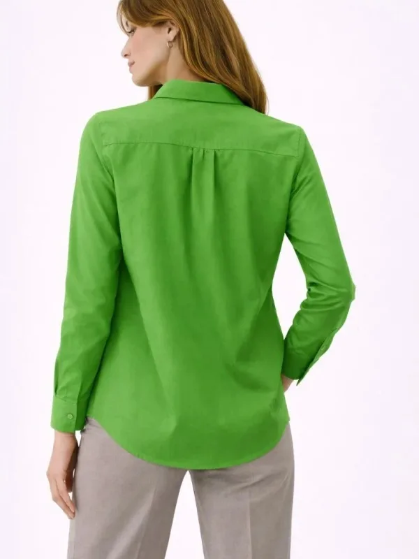 Women's Green Regular Classic Collar Buttoned Long Sleeve Shirt 7