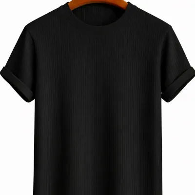 Unisex Cotone Oversize Collo a Barca Nero T-Shirt 4