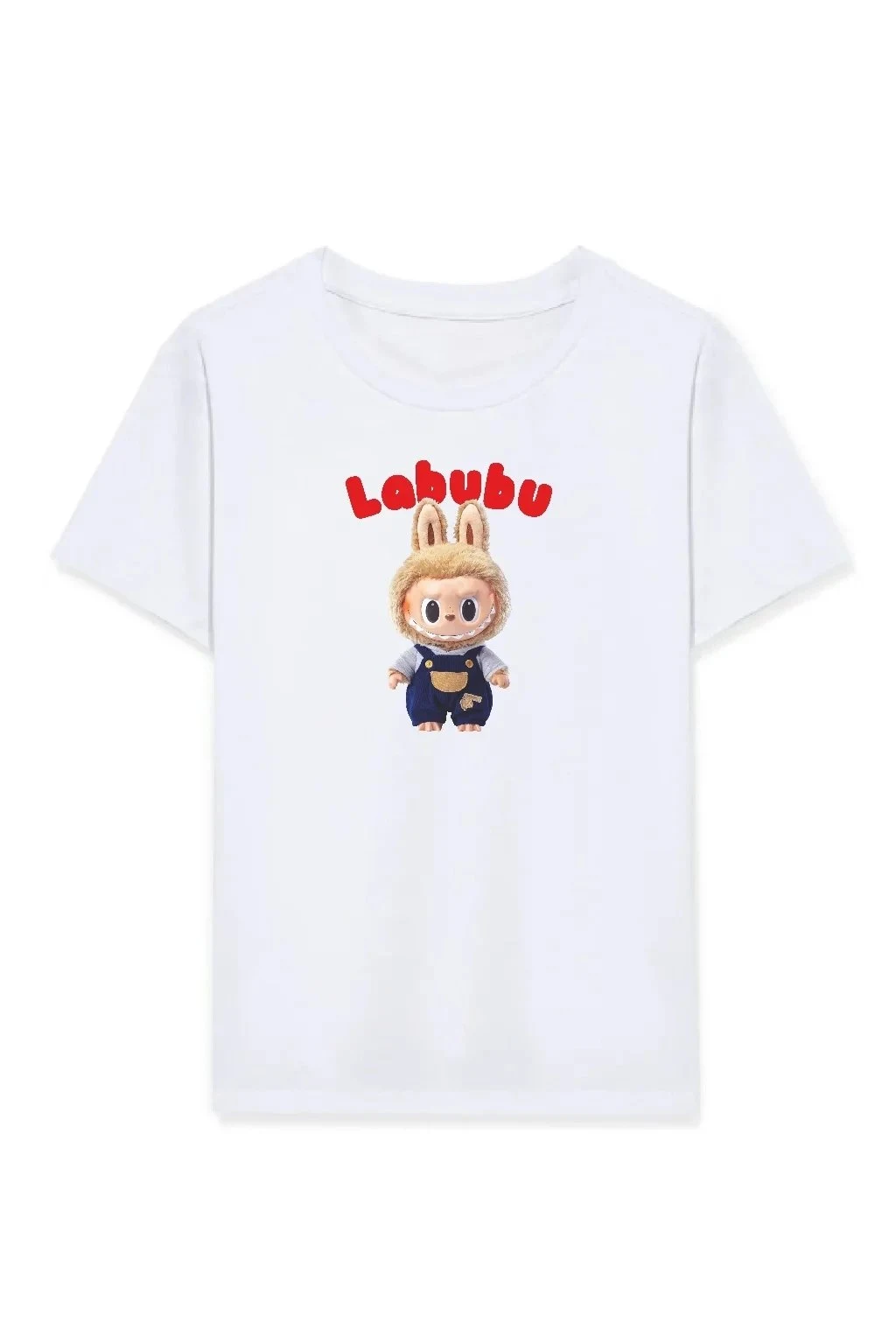 Девојче бел Labubu печатен regular маица