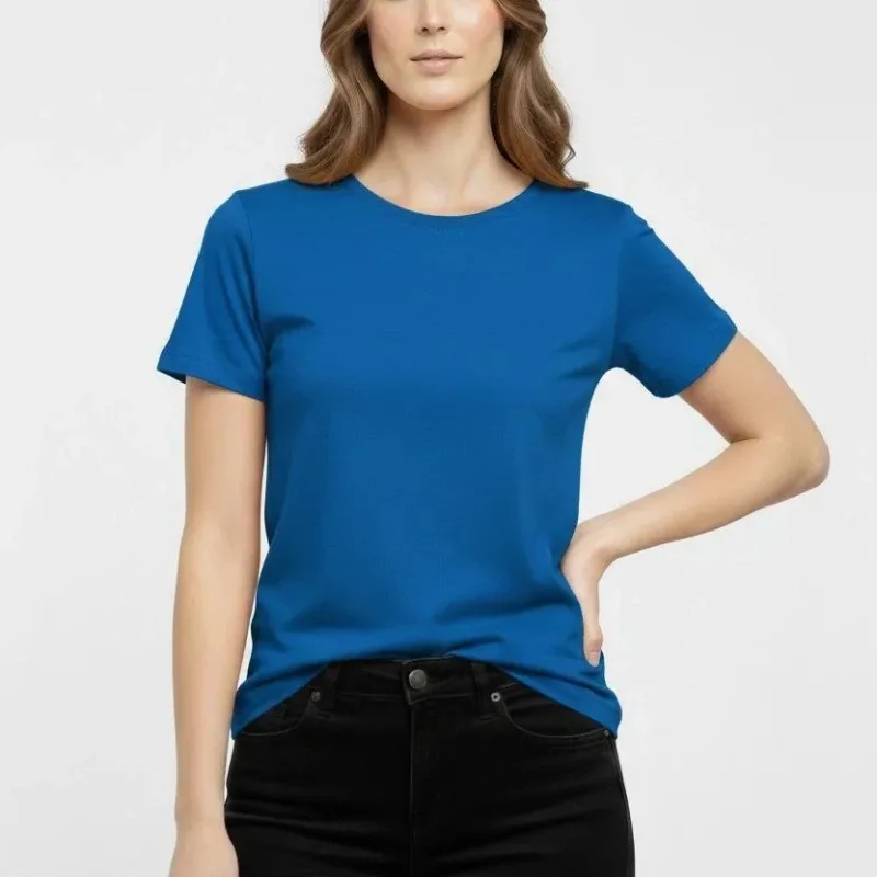 Qadın İndiqo Slim Fit Velosiped Yaxalı Likralı Basic Köynək