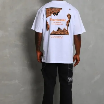 Férfi fehér oversized biciklinyakas nyomott póló 1