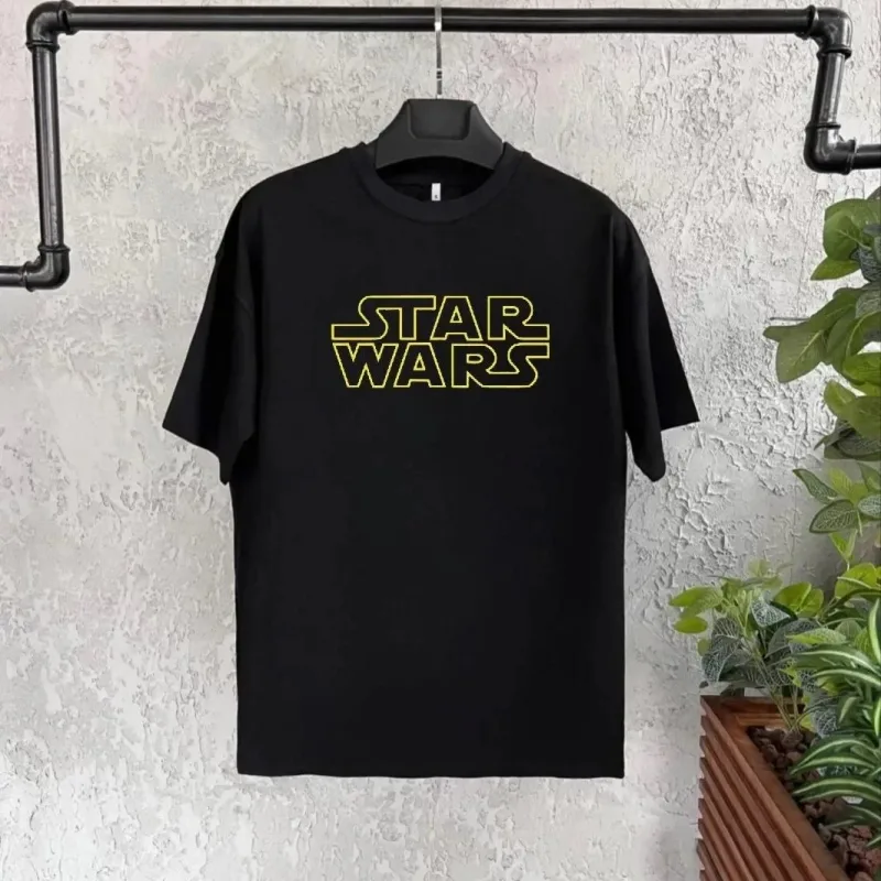 Dječja crna Star Wars tiskani okrugli vrat majica