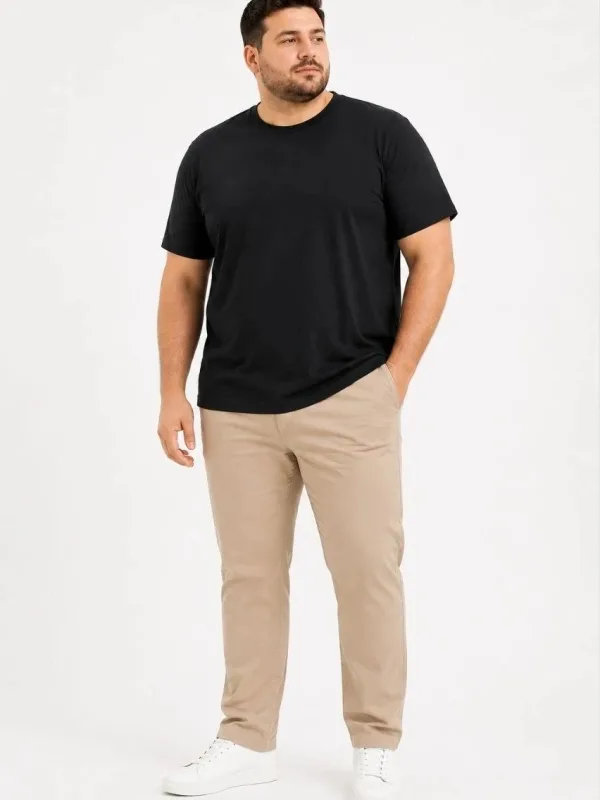 Men's Black Big Size Crew Neck Basic T-Shirt 2