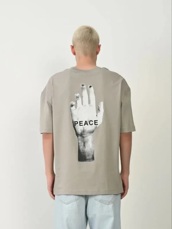 Férfi szürke oversized biciklinyakas nyomott póló 2