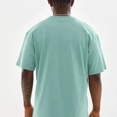 Férfi mentazöld oversized biciklinyakas nyomott póló 2